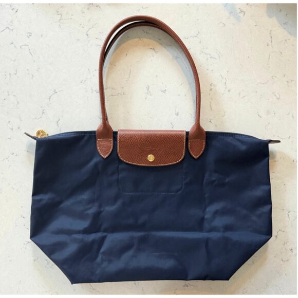 Longchamp Large Le Pliage Nylon Shoulder Tote in Navy - Picture 6 of 16
